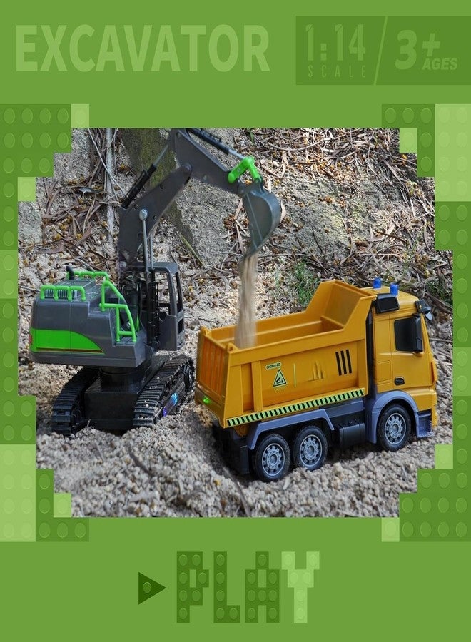 EXOMOON Remote Control Excavator Toys for Boys 4-7 Yrs Old - Best Birthday for Kids 3 5 8 9 10+, Metal Shovel Construction Vehicles with Light Sound, 2.4G Rechargeable RC Tracked Digger - Image 4